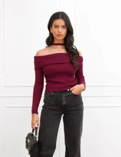 Alana off the shoulder top bordeaux