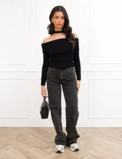 Alana off the shoulder top zwart