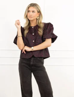 Alya panter blazer donker paars