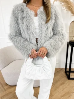 Amila faux fur jas grijs