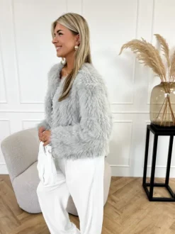 Amila faux fur jas grijs