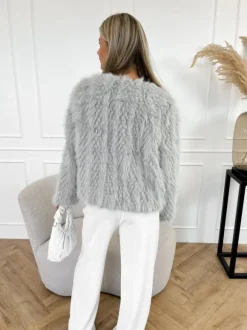 Amila faux fur jas grijs