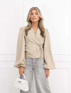 Belle blazer gestreept beige