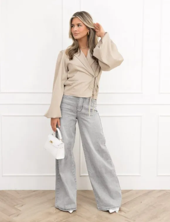 Belle blazer gestreept beige