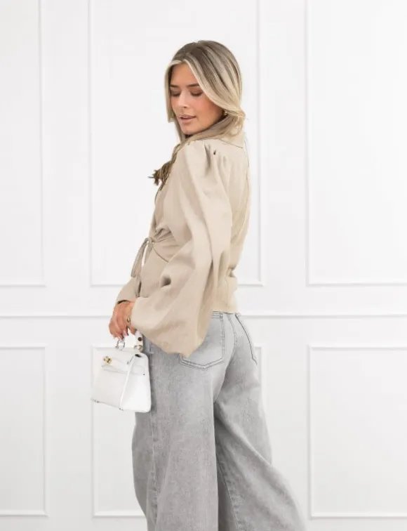 Belle blazer gestreept beige
