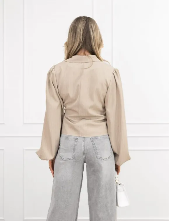 Belle blazer gestreept beige