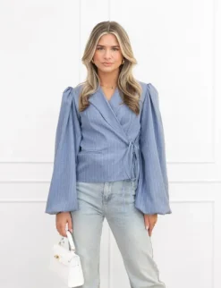 Belle blazer gestreept blauw