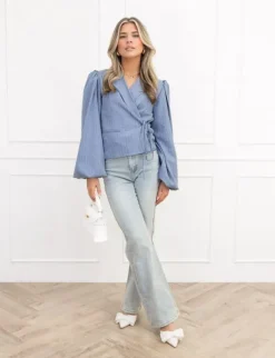 Belle blazer gestreept blauw