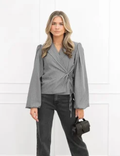 Belle blazer gestreept donker grijs