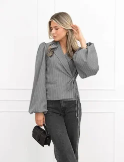 Belle blazer gestreept donker grijs