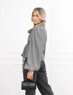 Belle blazer gestreept donker grijs