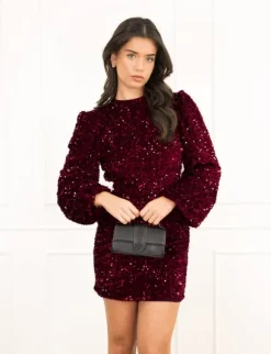 Benthe pailletten jurk bordeaux