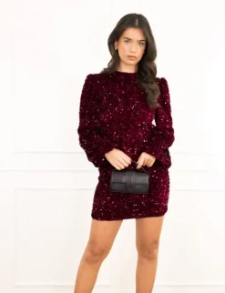 Benthe pailletten jurk bordeaux