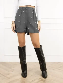 Caya hartjes short grijs