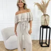 Cayla off shoulder jumpsuit beige