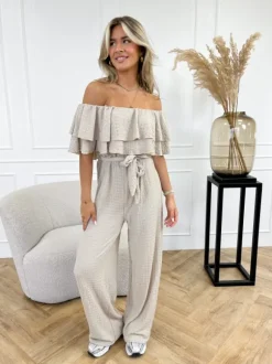 Cayla off shoulder jumpsuit beige