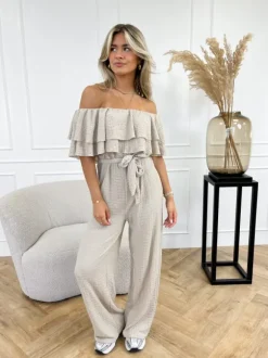 Cayla off shoulder jumpsuit beige
