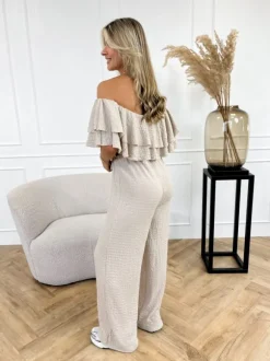 Cayla off shoulder jumpsuit beige