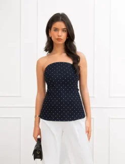 Clara denim top donker blauw