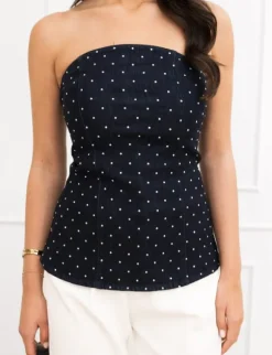 Clara denim top donker blauw