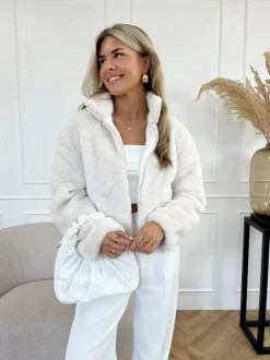 Daya faux fur jas off white