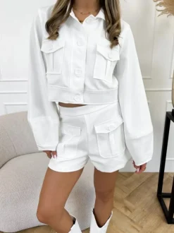 Delia cropped jasje wit