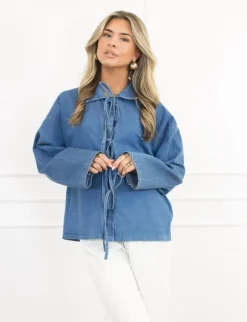 Dila spijkerblouse donkerblauw