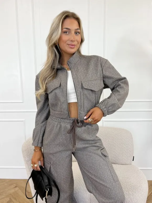 Elise strass broek bruin