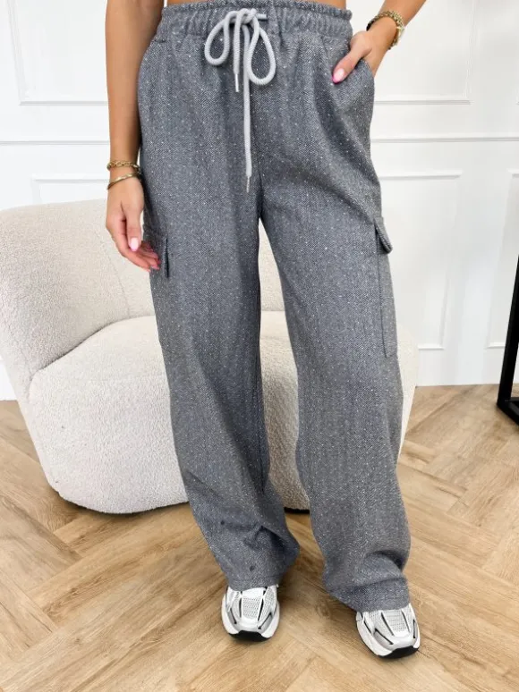 Elise strass broek grijs