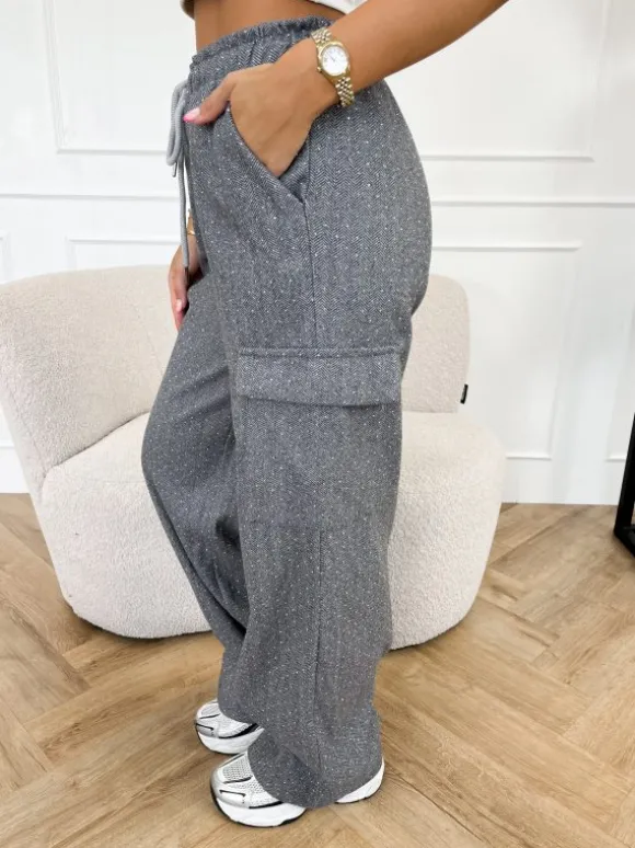 Elise strass broek grijs