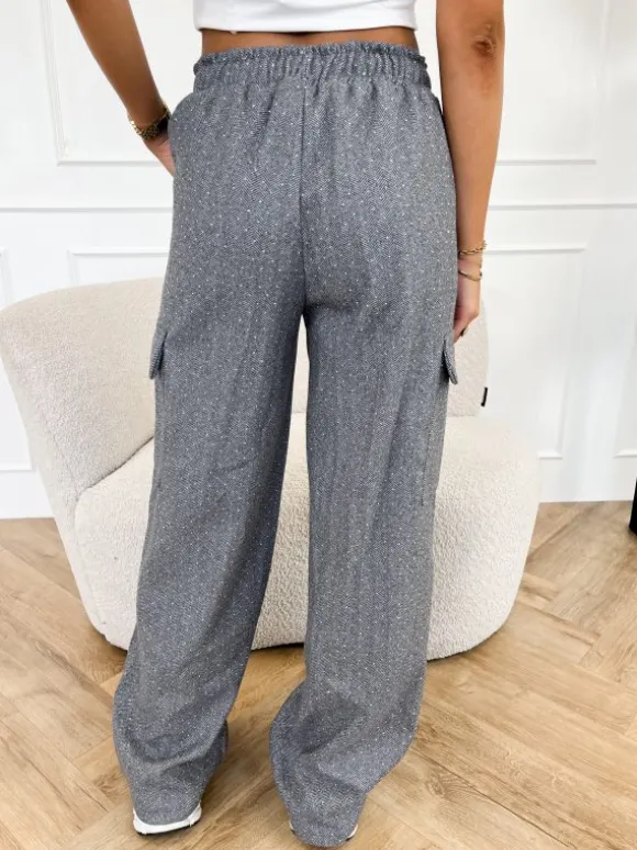Elise strass broek grijs