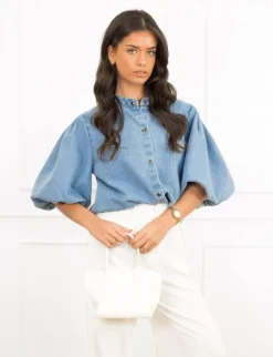 Elle spijkerblouse licht blauw