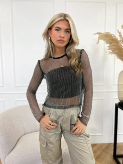 Evelien glitter top zwart