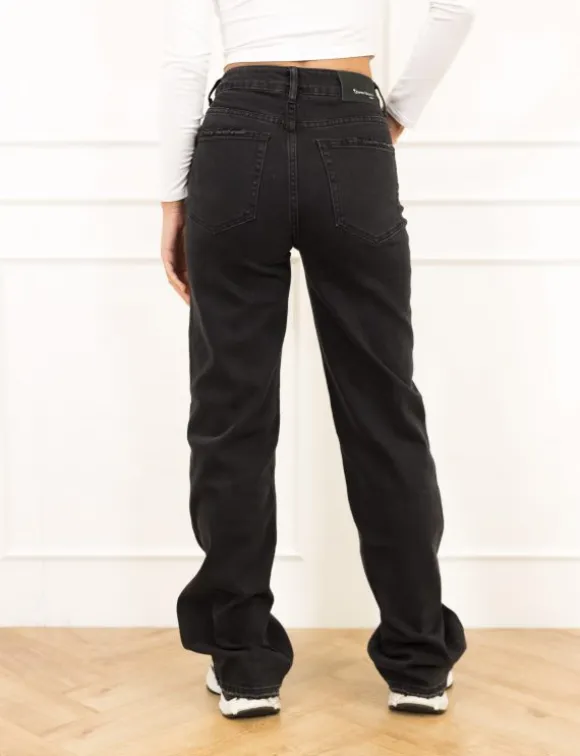 Faye wide leg tall jeans zwart