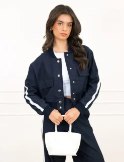 Fien cropped jasje donker blauw