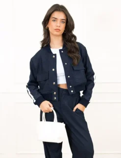 Fien cropped jasje donker blauw