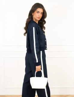 Fien cropped jasje donker blauw