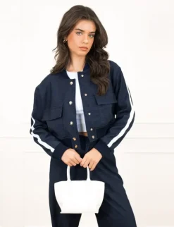Fien cropped jasje donker blauw