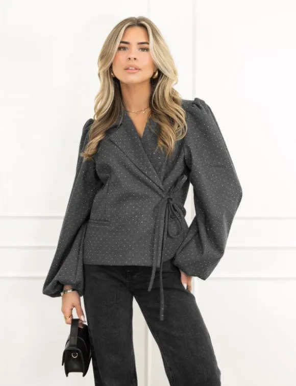 Fleur blazer donker grijs