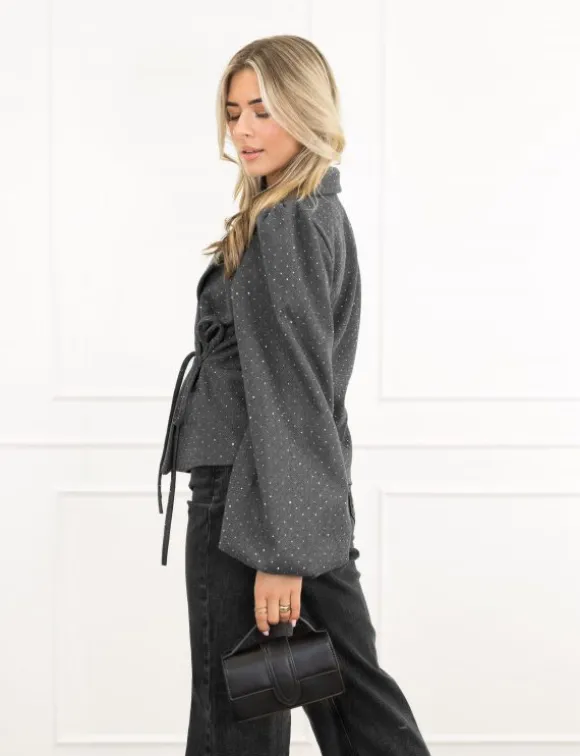 Fleur blazer donker grijs