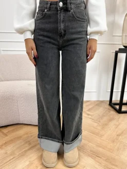 Gabi wide leg jeans donker grijs