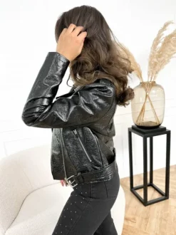 Gwen biker jacket metallic black