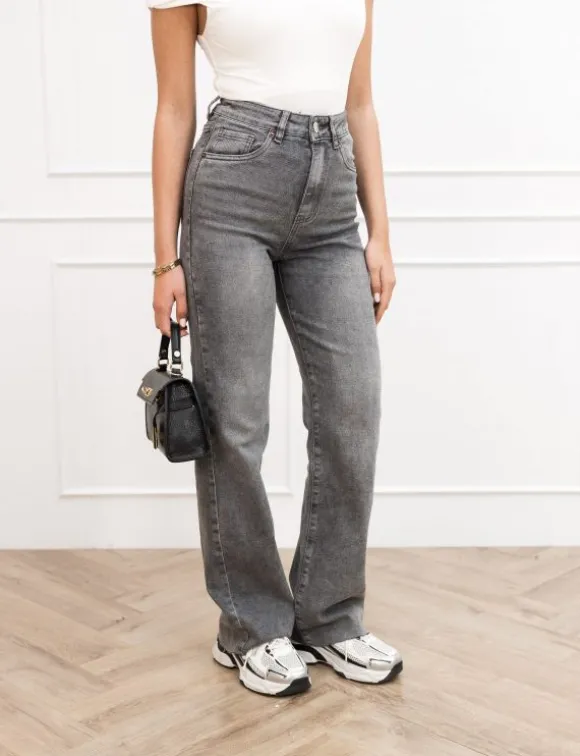 Hazel wide leg jeans grijs