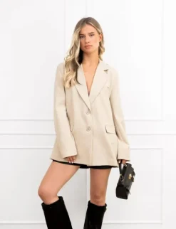 Isa strik blazer beige