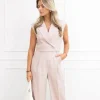 Jailin cropped gilet gestreept roze