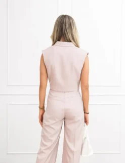 Jailin cropped gilet gestreept roze