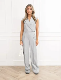 Jailin cropped gilet gestreept grijs