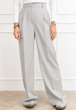 Jailin pantalon gestreept grijs