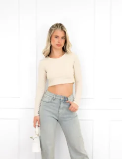 Joy basic cropped top beige