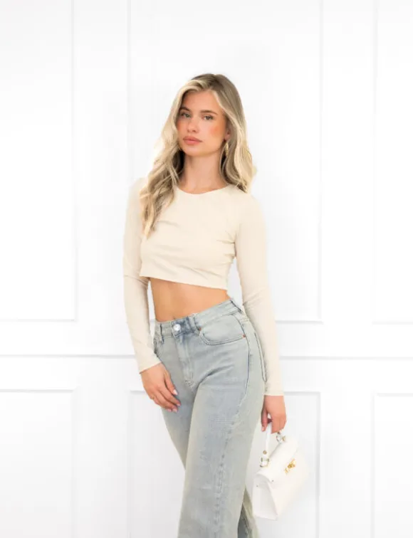 Joy basic cropped top beige